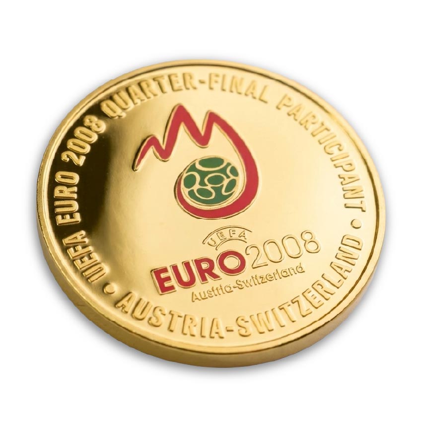 Football-Souvenir-Coin-09 A polished gold plated souvenir coin for the Euro 2008 football championship