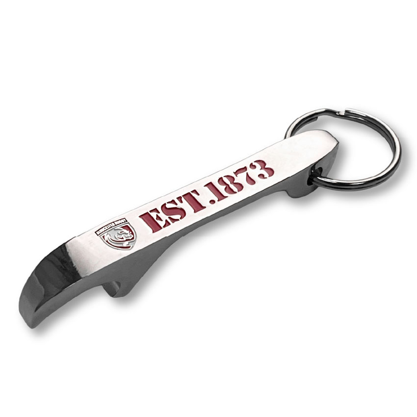 Custom soft enamel color filled design on a metal bottle opener keychain Custom soft enamel color filled design on a metal bottle opener keychain