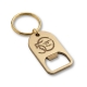 Laser engraved zinc alloy metal bottle opener keychain with brass plating finish