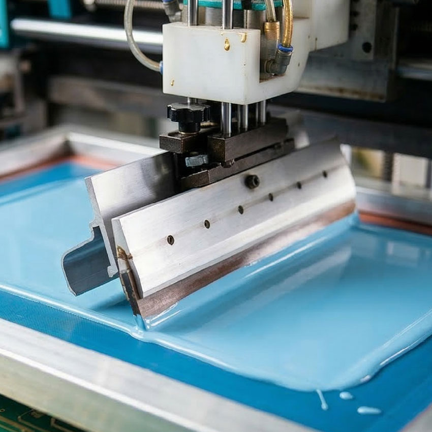 Industrial silkscreen printing machine process for applying durable logo designs on a metal bottle opener keychain Industrial silkscreen printing machine process for applying durable logo designs on a metal bottle opener keychain