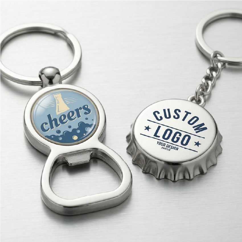 Detailed material display of an iron metal bottle opener keychain Detailed material display of an iron metal bottle opener keychain showing its sturdy structure
