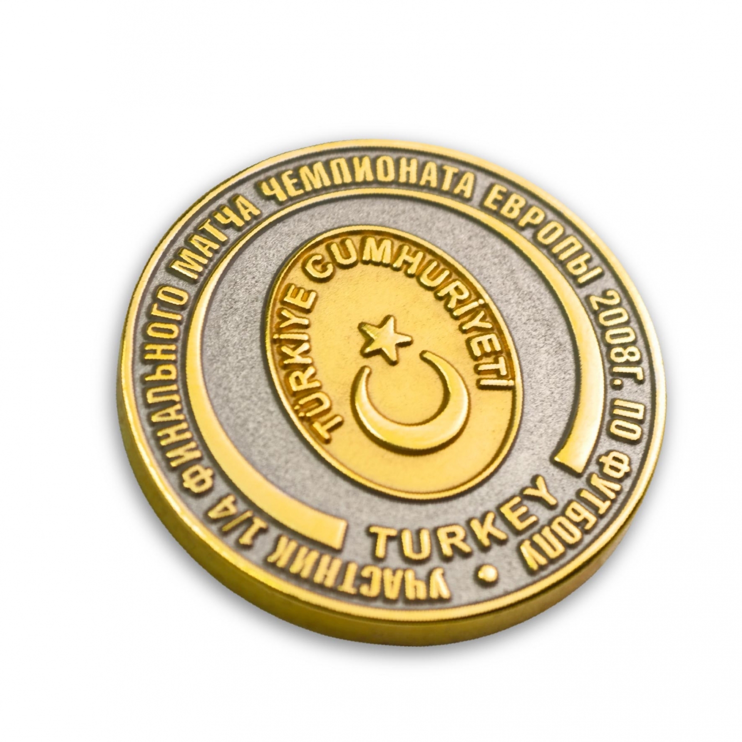 Football-Souvenir-Coin-05 A dual tone gold and silver plated football souvenir coin for the Turkey national team