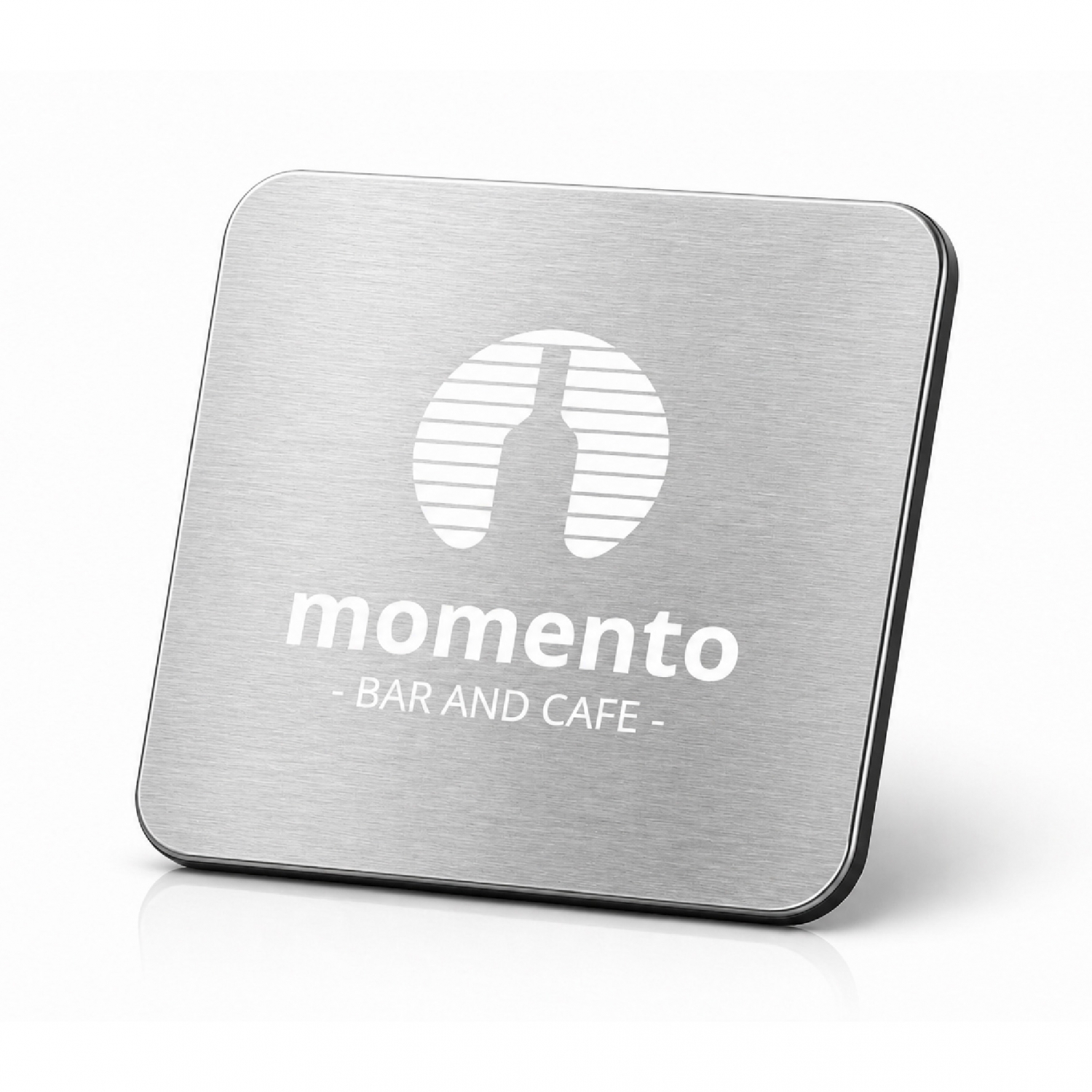 metal-drink-coasters-47 Square metal drink coasters with white custom logo engraving