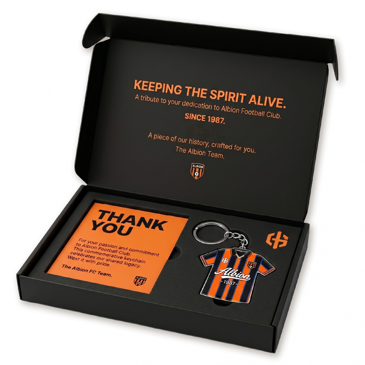 football-keychain-presentation-box Football keychain gift box packaging with custom paper card and team merchandise layout