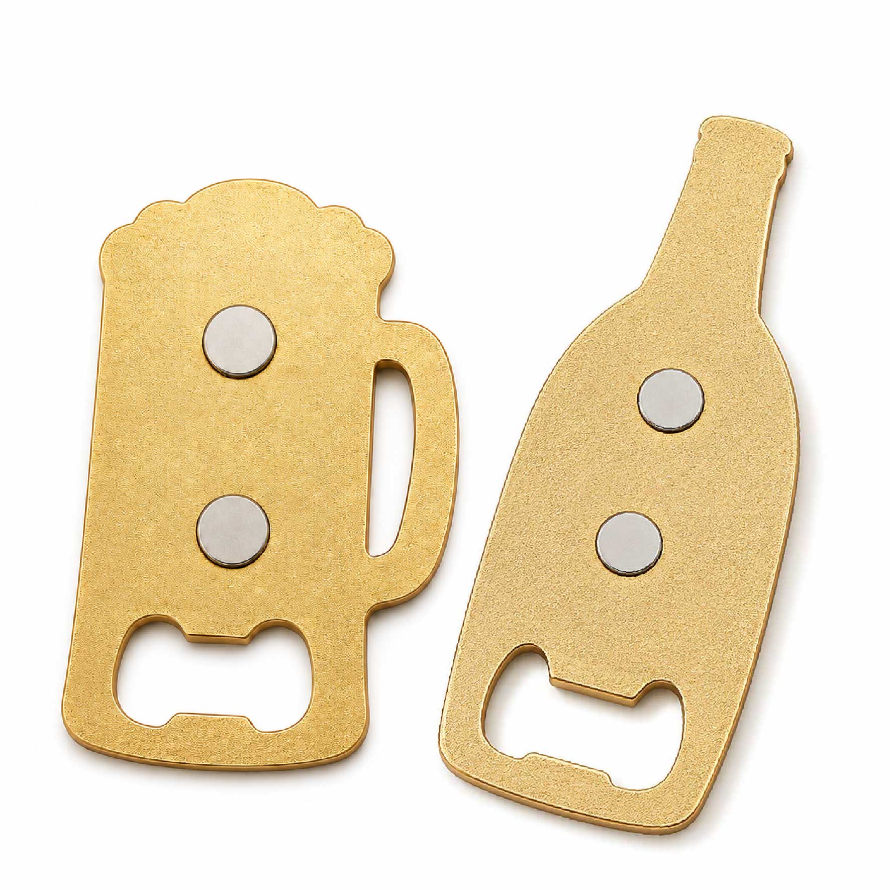 bottle-opener-magnets-back-view Gold beer mug and bottle opener magnets back view showing secure round strong magnets
