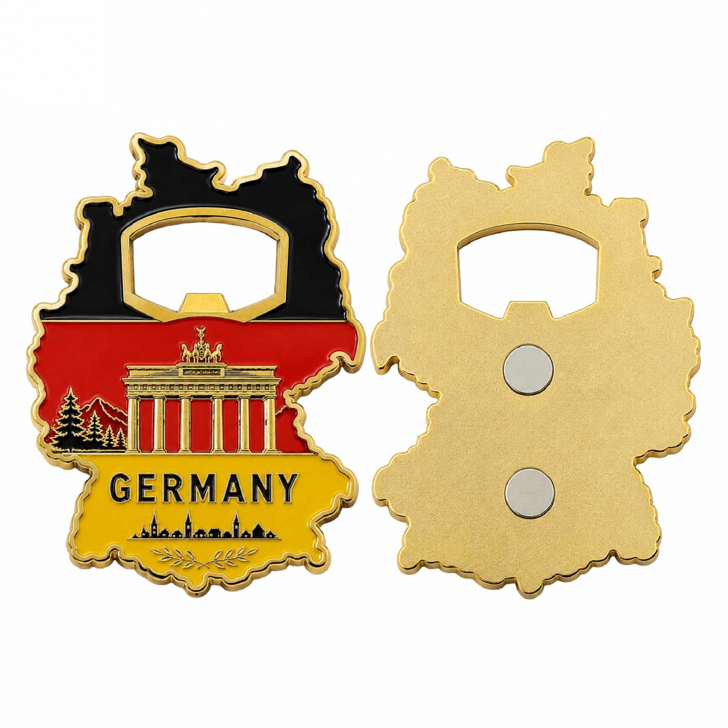 germany-bottle-opener-fridge-magnet-backing Germany map shaped metal bottle opener magnet showing front and back secure backing