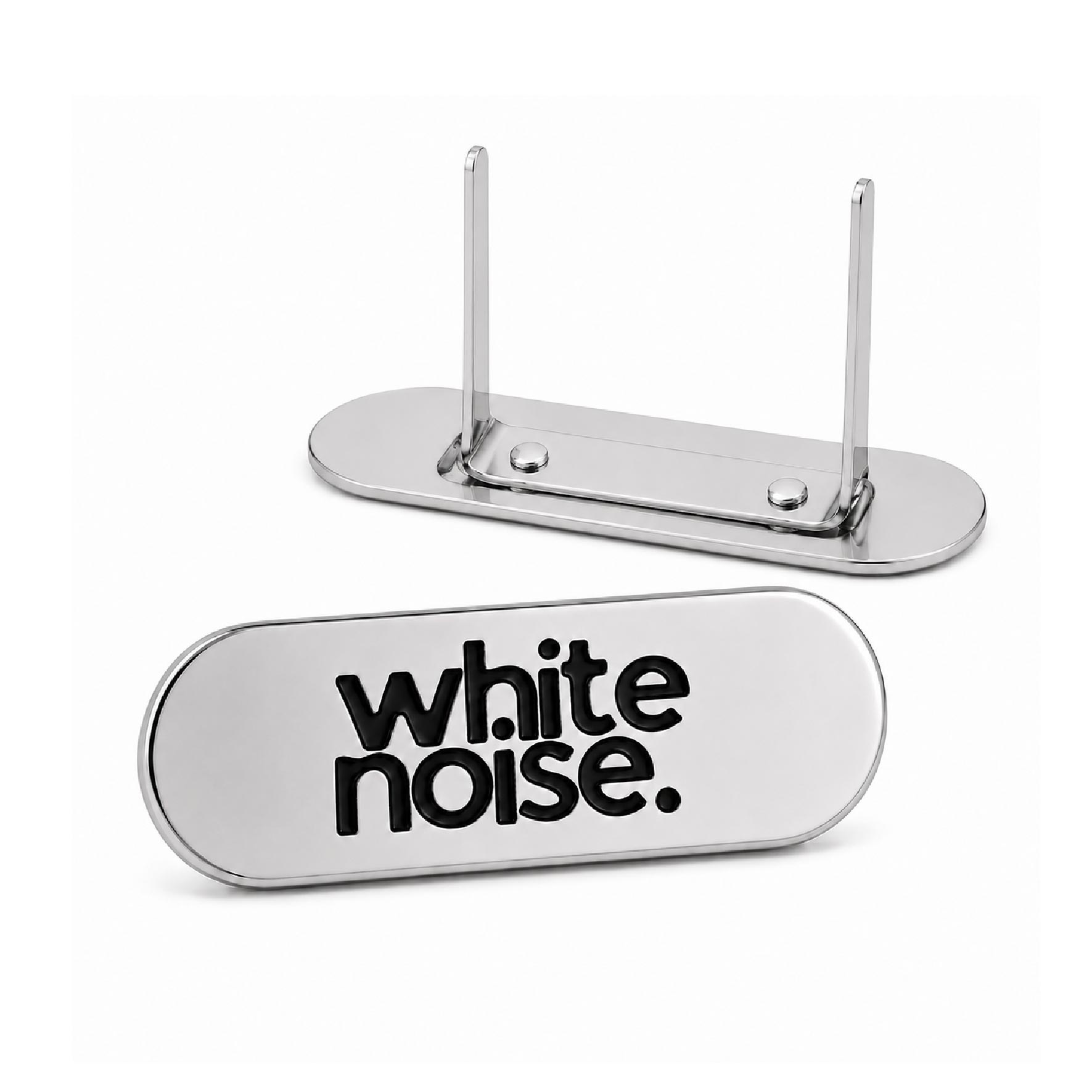 Custom metal tags featuring bendable prongs for quick and durable fabric attachment